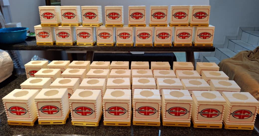 Batch of custom Panbro branded pencil holders manufactured by Create it 3D