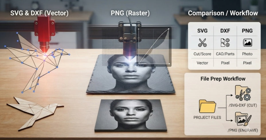 SVG vs DXF vs PNG for Laser Cutting and Engraving