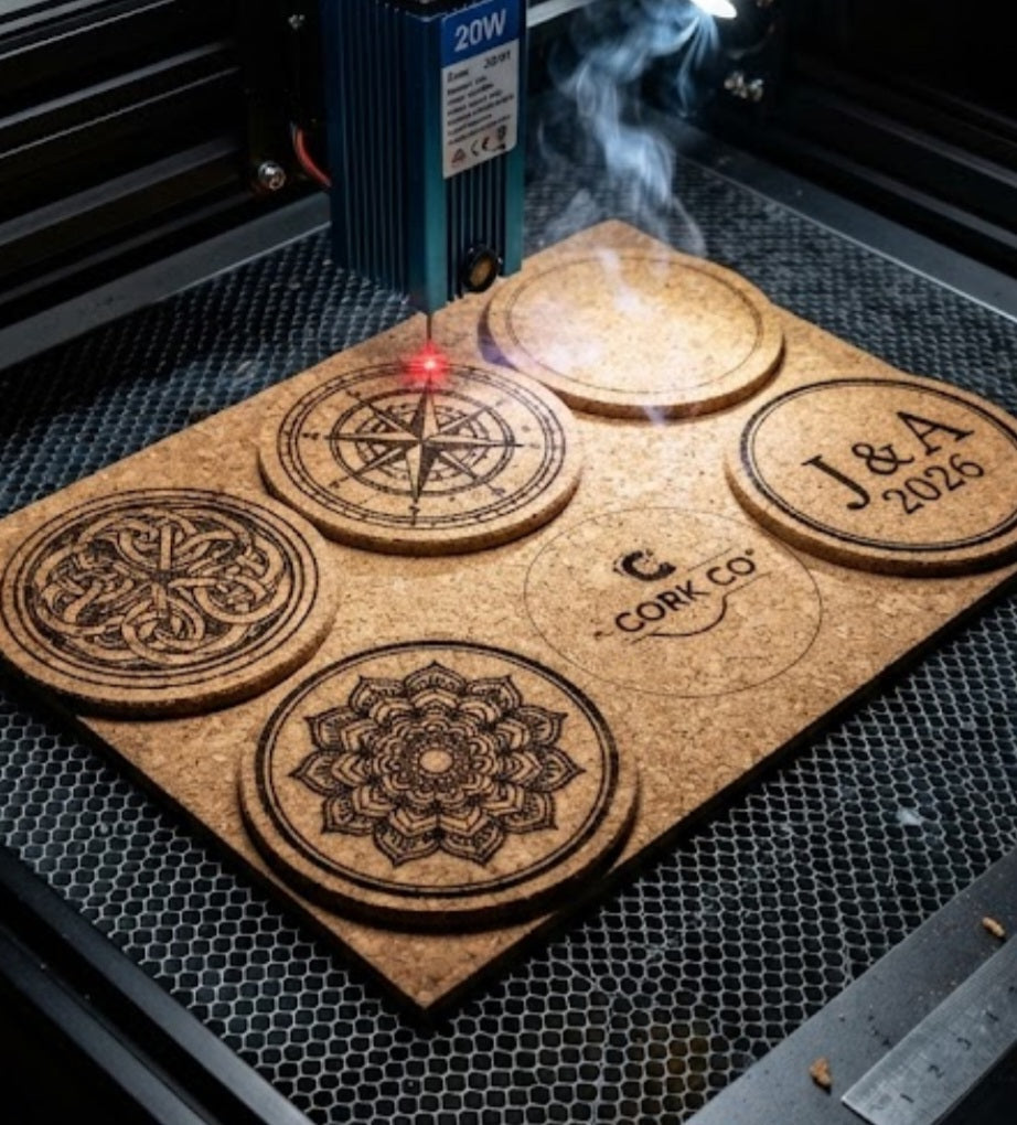Engraving Cork Coasters: Material and Finish Test