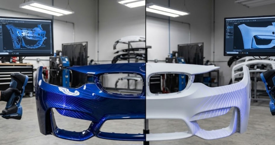 Scanning a Glossy Bumper With and Without Surface Preparation