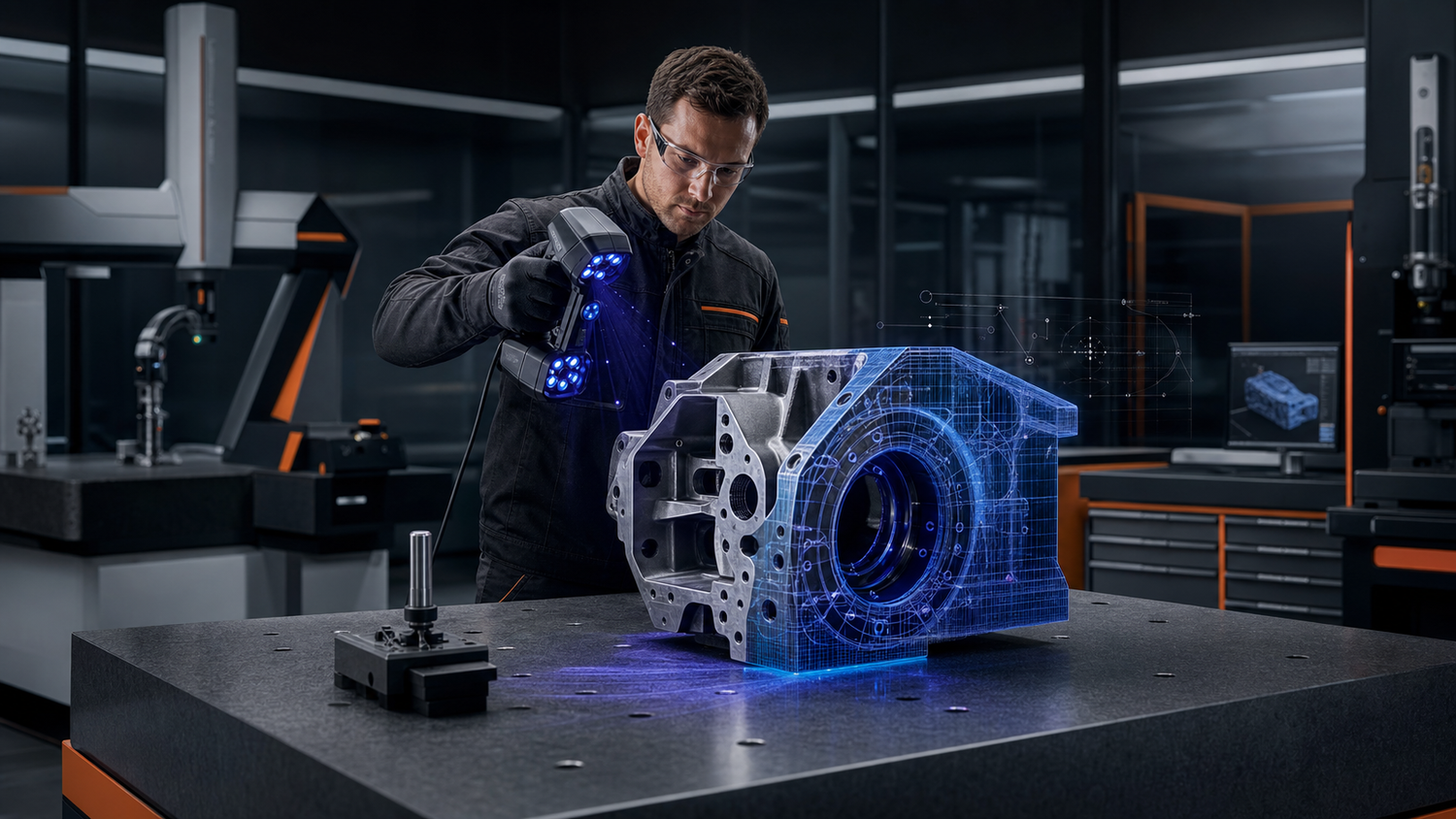 Engineering 3D scanning of a machined component for metrology and CAD
