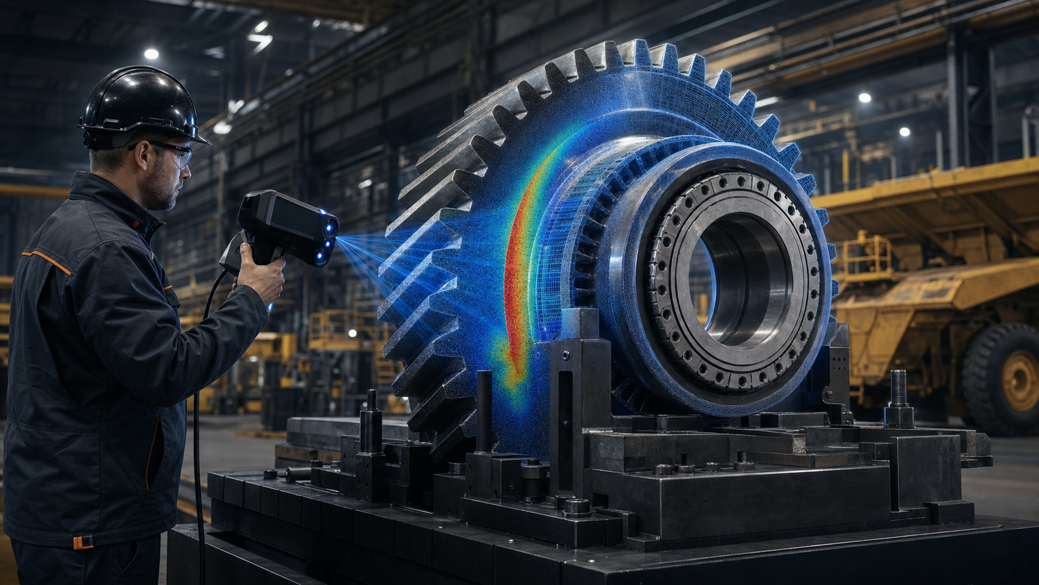Industrial 3D scanning inspection of a large machined gear assembly