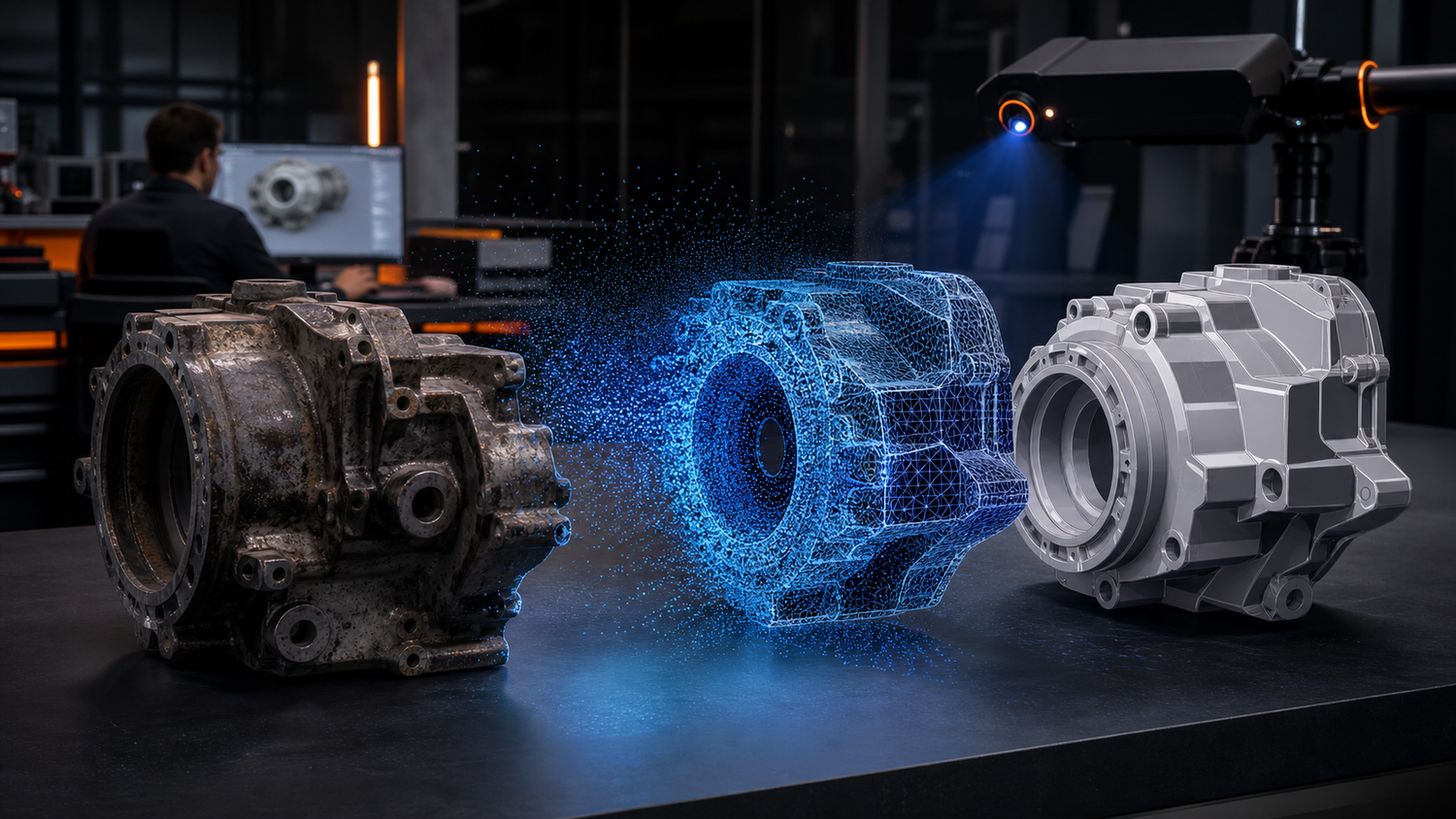 Reverse engineering workflow from a worn physical part to an editable CAD model
