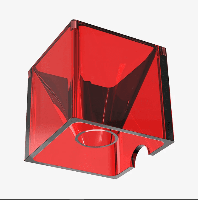 Transparent lens protector designed for precision equipment, shown on a plain background