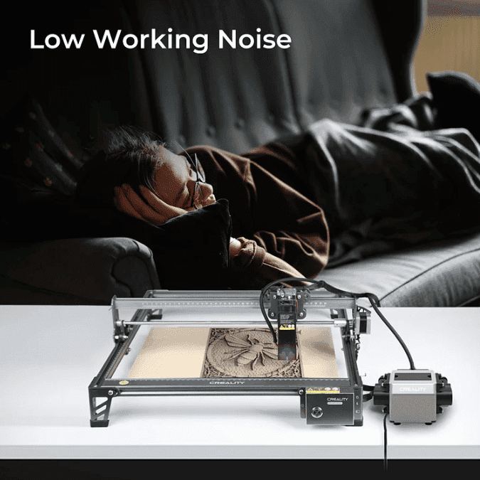 Air assist kit attached to a laser engraver for enhanced precision.