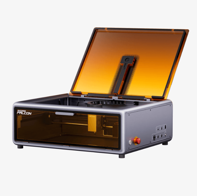 Creality Falcon laser engraver with protective orange lid open South Africa – Create It 3D