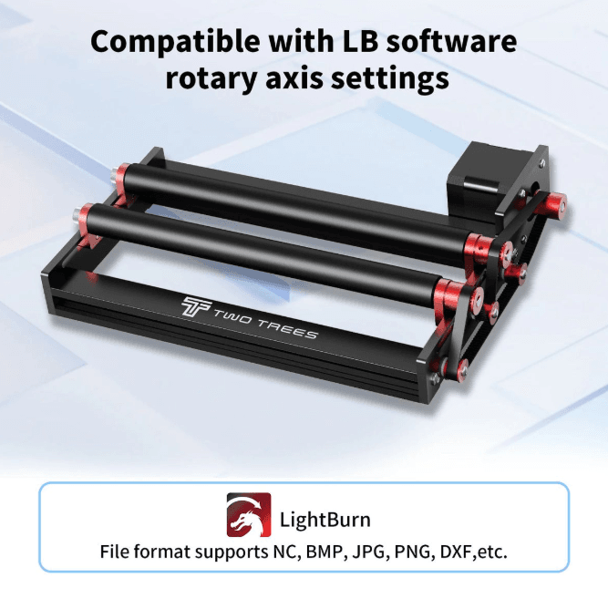 Two Trees rotary roller compatible with LightBurn software and multiple file formats – Create It 3D South Africa