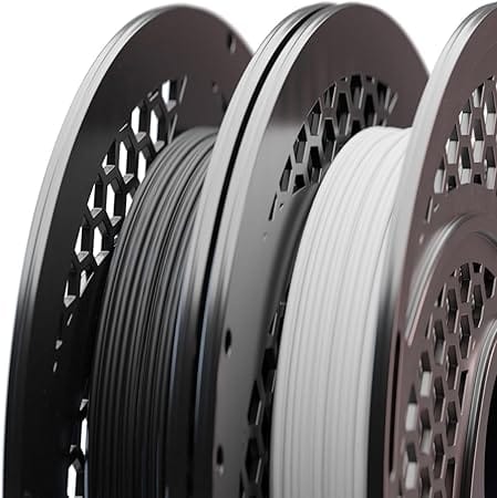 Close up view of the black and white filament