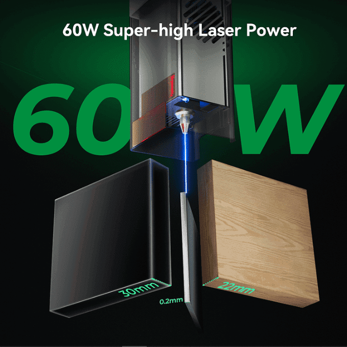 High-precision engraving by the Creality CR Laser Falcon2 60W Pro on wood.