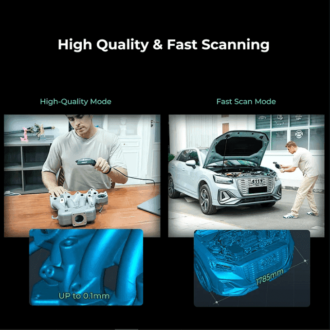 High-accuracy 3D scanning in progress for a mechanical component.