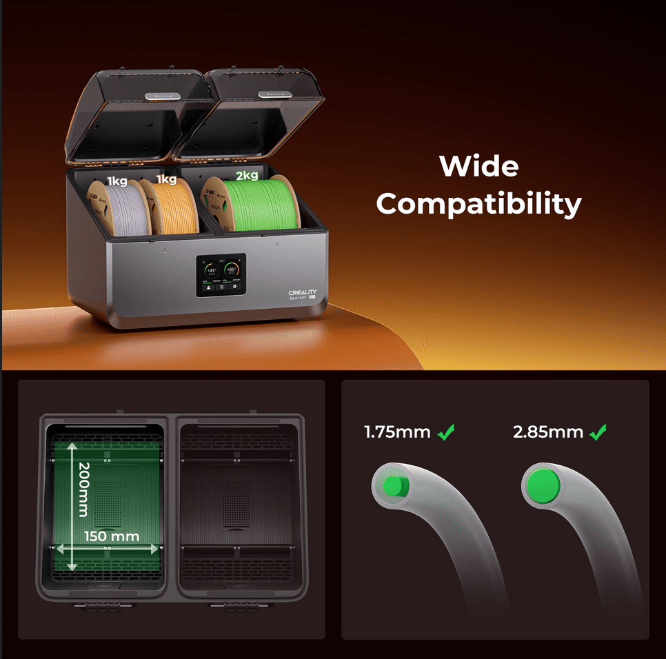 Creality filament dryer wide compatibility for 1kg and 2kg spools – Create It 3D South Africa