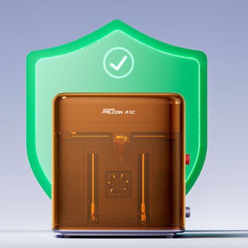 Creality Falcon A1C 5W enclosed laser engraver with AI camera and Class 1 safety design.