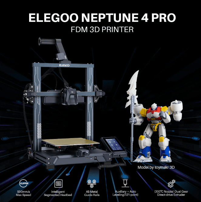 Elegoo Neptune 4 Pro FDM 3D printer with high speed printing and advanced features South Africa