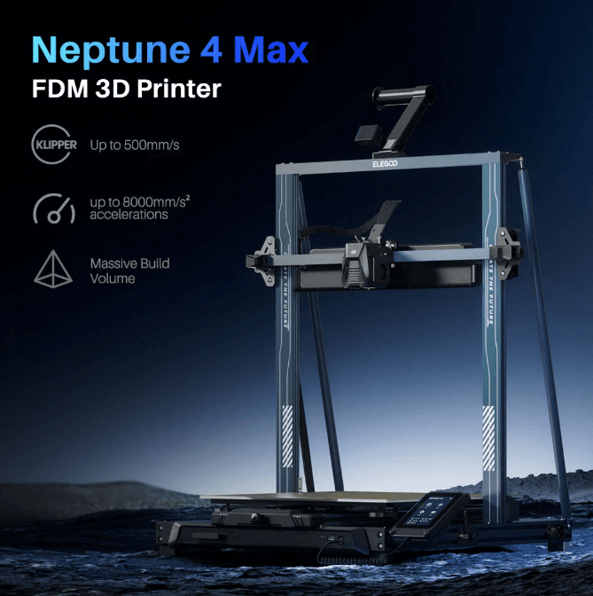 Elegoo Neptune 4 Max FDM 3D printer with massive build volume and 500mm per second speed available in South Africa