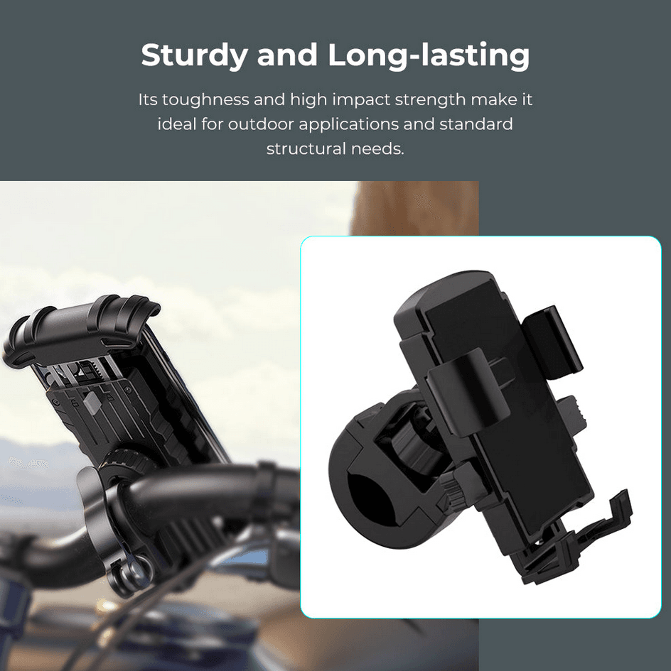 3D printed black phone mount showcasing durability with Creality ASA filament – available in South Africa at Create It 3D