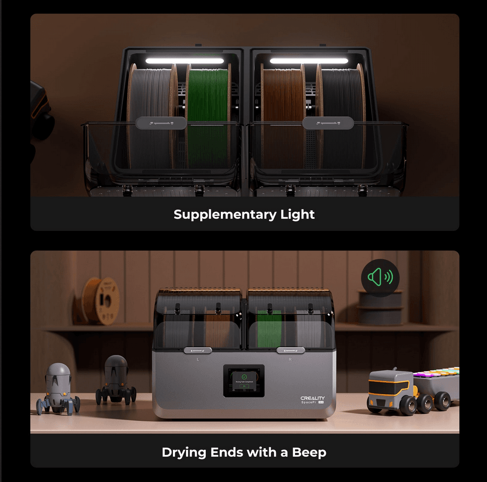 Creality filament dryer with supplementary light and drying alert beep – Create It 3D South Africa