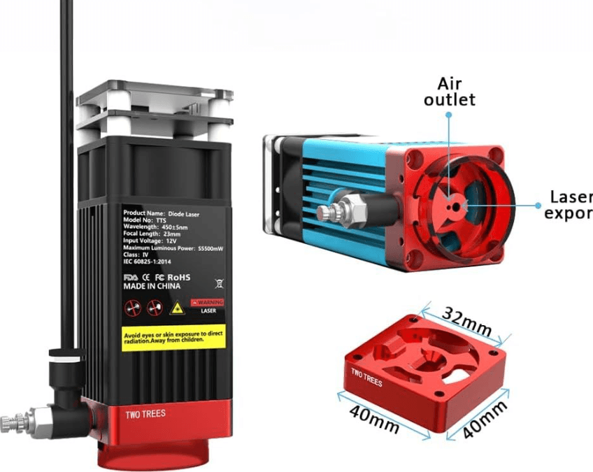 Two Trees diode laser engraving module with air assist and mounting plate – Create It 3D South Africa