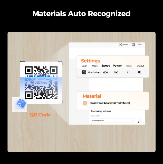Creality Falcon auto material recognition with QR code scanning South Africa – Create It 3D