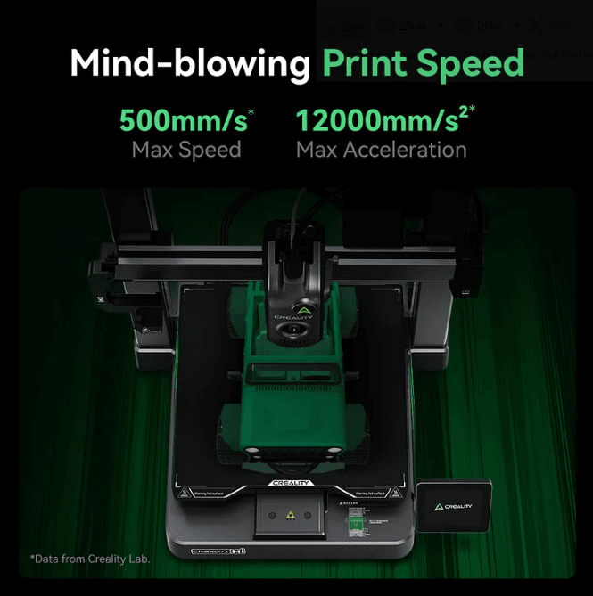 Creality 3D printer with 500mm per second print speed and 12000mm per second squared acceleration South Africa