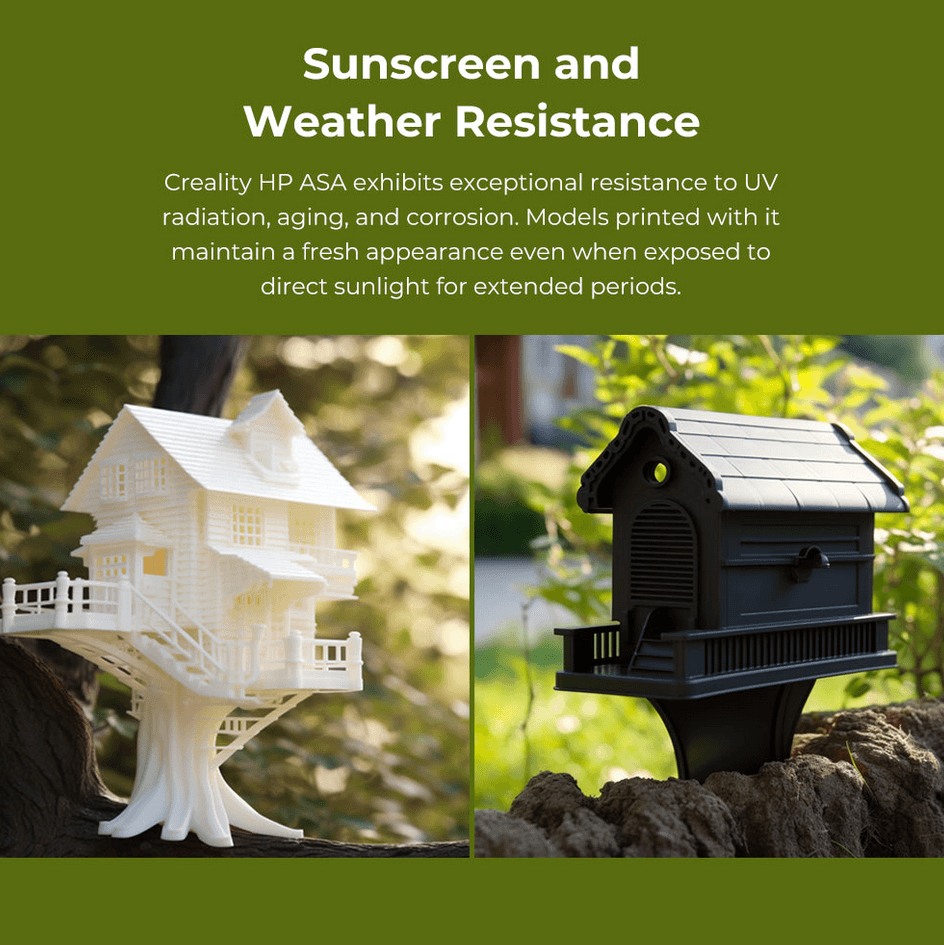 Creality HP ASA 3D printed outdoor models showing UV and weather resistance – available in South Africa at Create It 3D