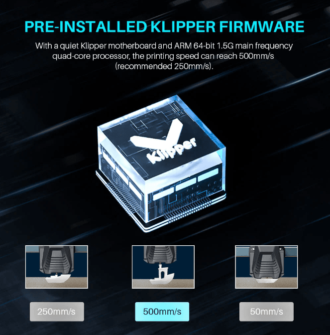 Pre-installed Klipper firmware 3D printer upgrade South Africa for faster print speeds