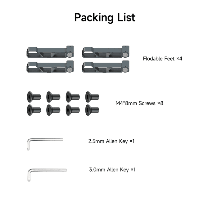 Ortur foldable feet kit with screws and Allen keys available in South Africa from Create It 3D