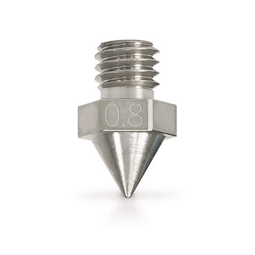 0.8mm stainless steel 3D printer nozzle for high-flow extrusion – available in South Africa at Create It 3D