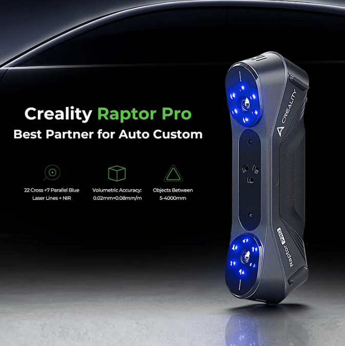 Creality Raptor Pro 3D scanner for auto customization with high precision, available from Create It 3D South Africa