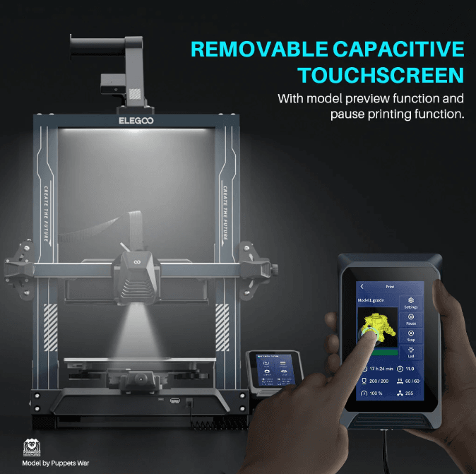 Elegoo 3D printer with removable capacitive touchscreen for model preview South Africa