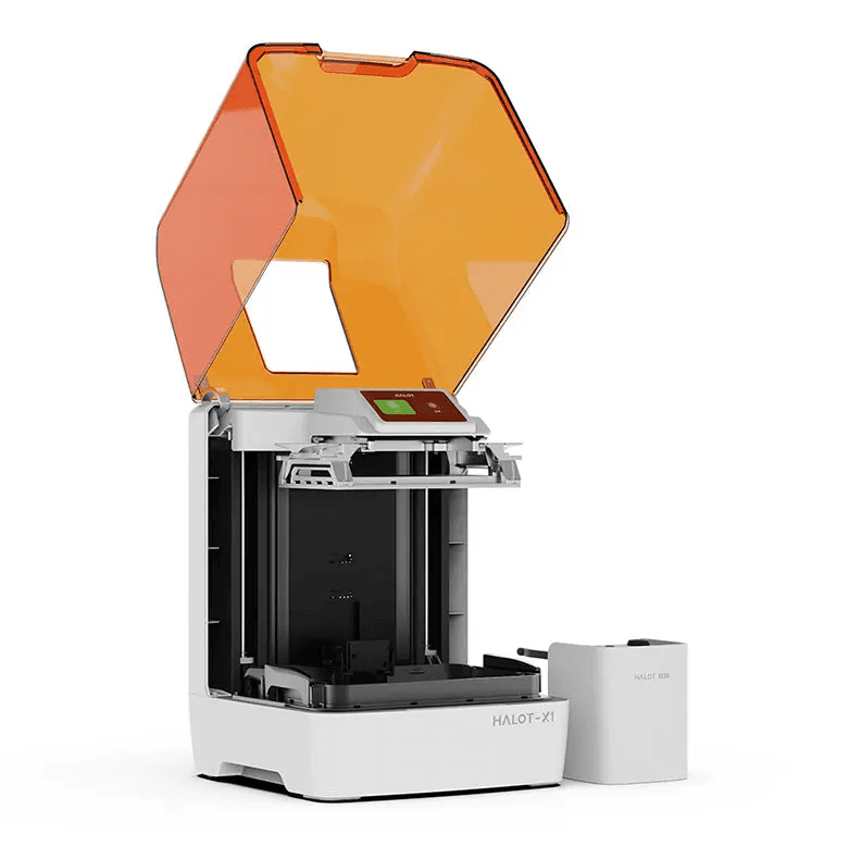 Creality Halot-X1 resin 3D printer with open orange cover – Create It 3D South Africa