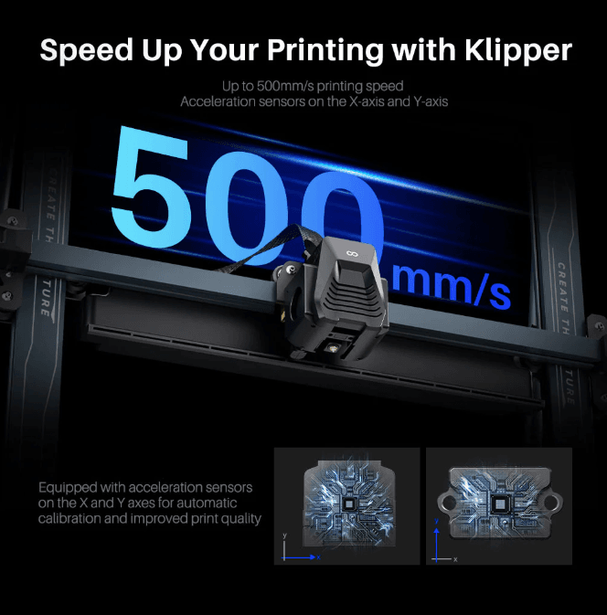 Klipper 3D printer upgrade with 500mm per second speed and acceleration sensors available in South Africa