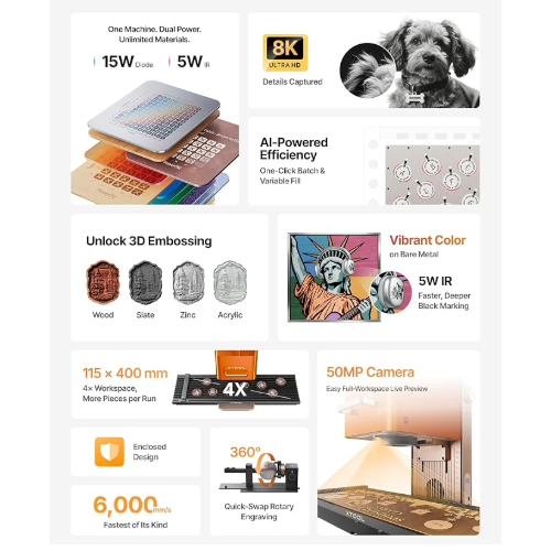 xTool F2 5W IR & 15W Diode Portable Dual Laser Engraver