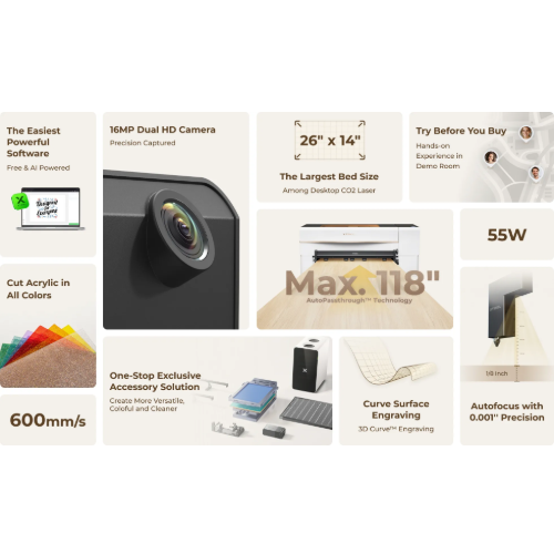 xTool P2S 55W Desktop CO2 Laser Cutter