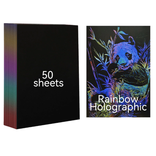 Creality Rainbow Holographic A4 Laser Scratch Art Paper – 50 Sheets