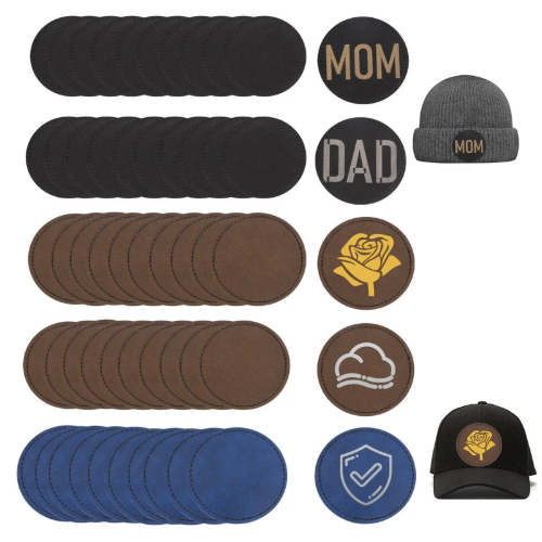 Creality Two-Tone Laser Engraving Round Leather Patches – 6.5mm, Pack of 50