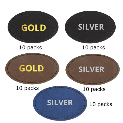 Creality Two-Tone Laser Engraving Ellipse Leather Patches – 7.6 × 5.1mm, Pack of 50