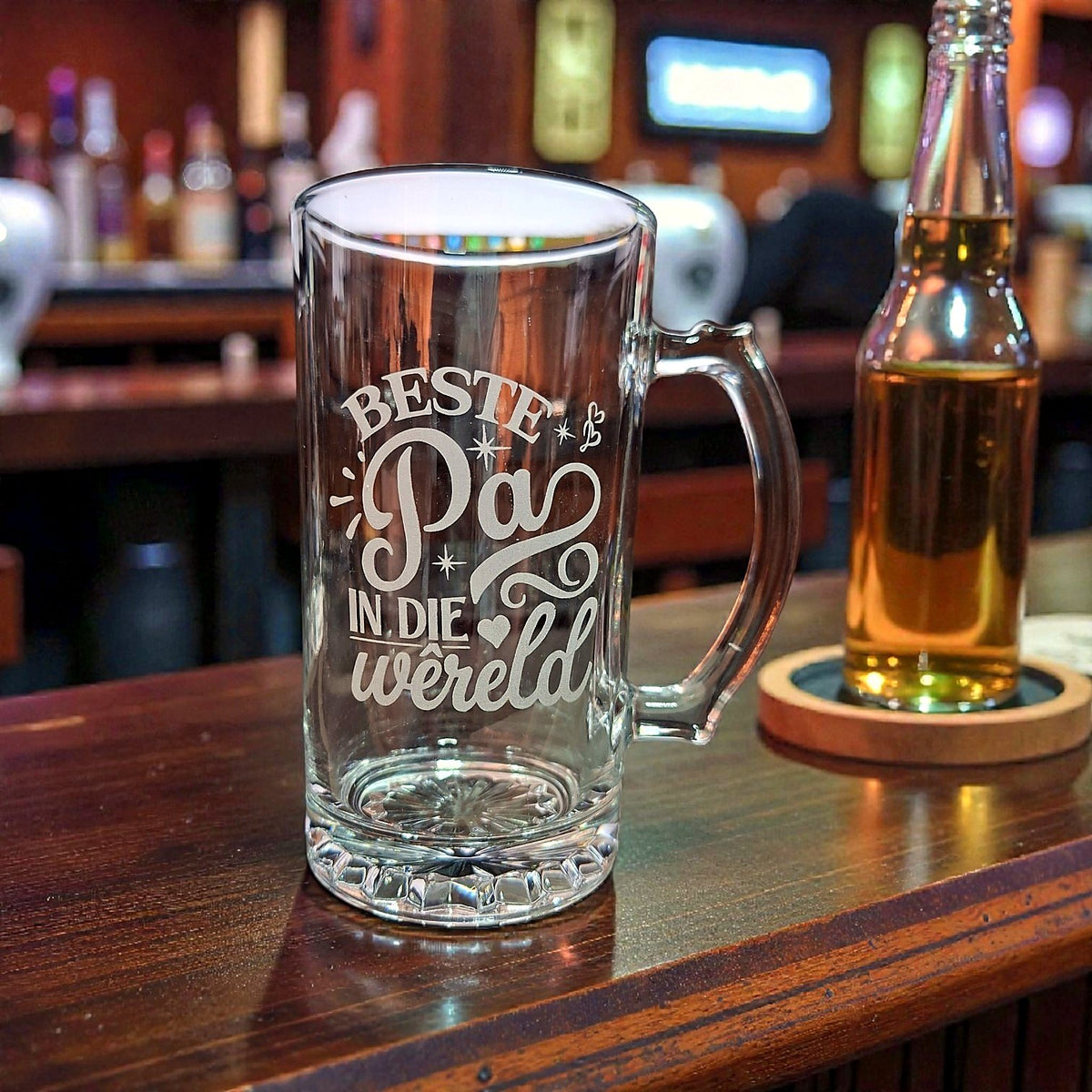 Personalised beer glass with permanent laser engraving by Create It 3D