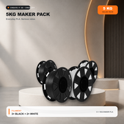 Creality Ender PLA 5kg Maker Pack with three black and two white 1kg spools