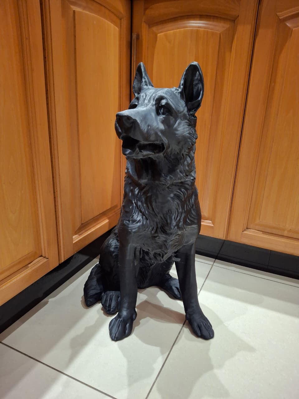 Large black German Shepherd K9 sculpture 3D printed by Create it 3D