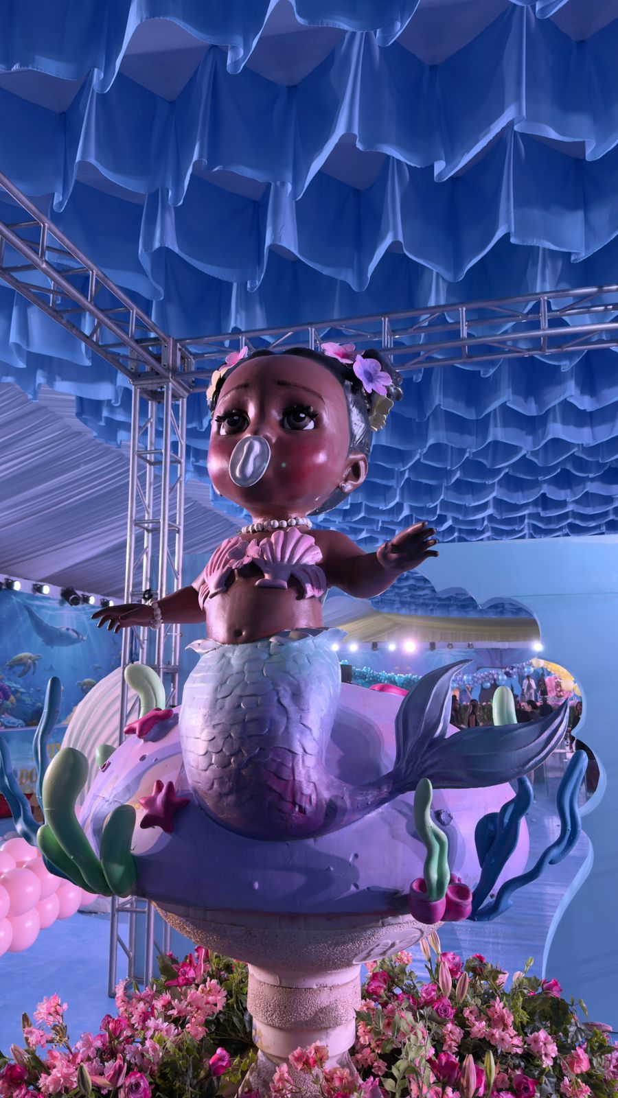 Large baby mermaid event sculpture manufactured and finished by Create it 3D