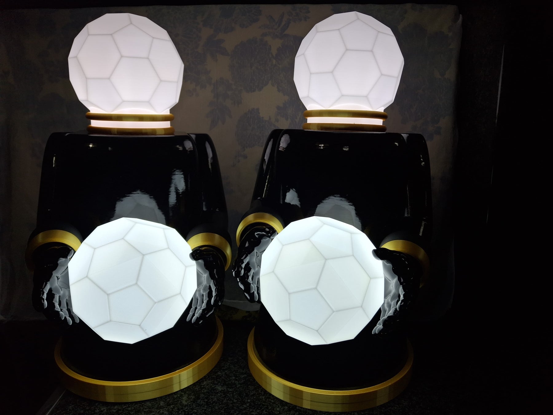 Custom bedside lamps with illuminated transparent filament globes