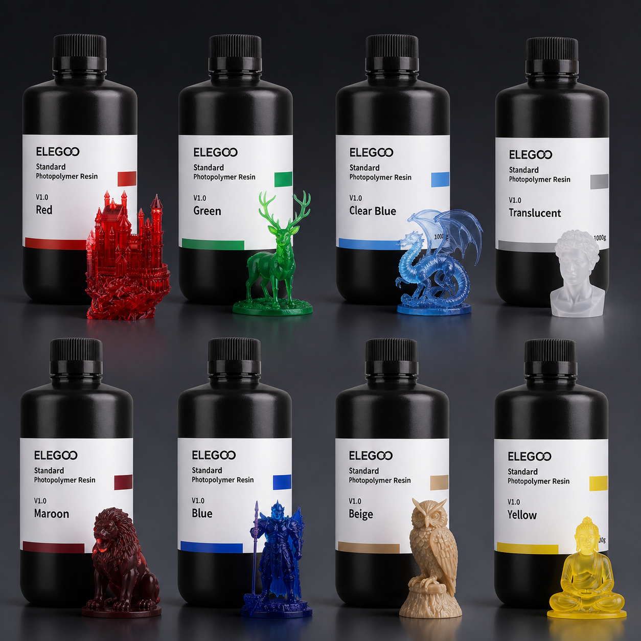 Elegoo Standard Resin V1.0 8kg Colour Palette bundle contents