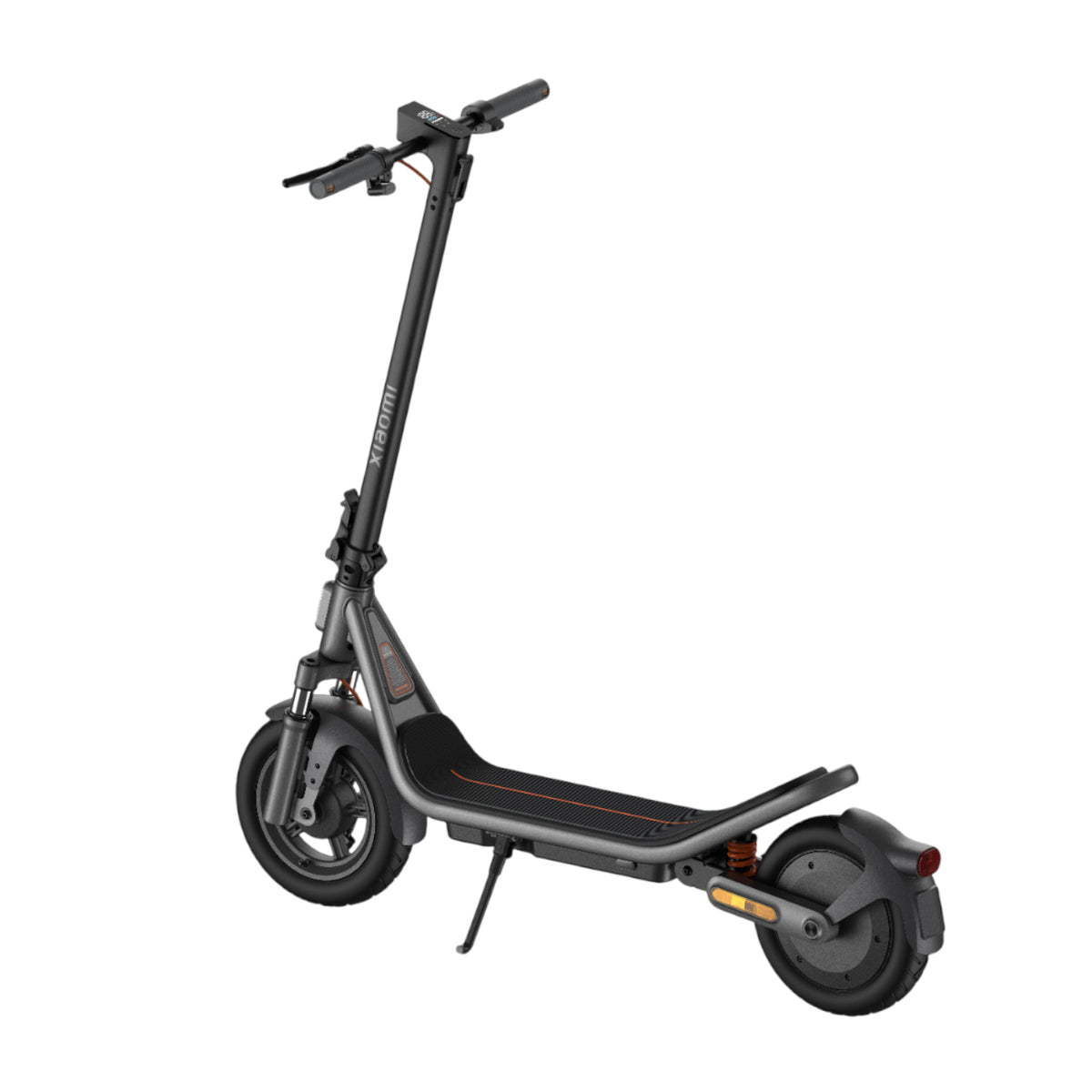 Xiaomi Electric Scooter 6 front and rear suspension detail paired with large 12-inch tubeless tyres